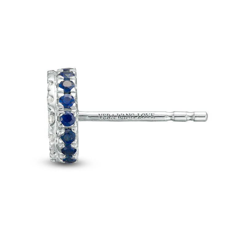 Main Image 2 of Vera Wang Love Collection 3/8 CT. T.W. Composite Diamond and Blue Sapphire Stud Earrings in Sterling Silver