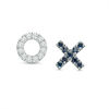 Thumbnail Image 1 of Vera Wang Love Collection 1/20 CT. T.W. Diamond and Blue Sapphire "XO" Stud Earrings in Sterling Silver