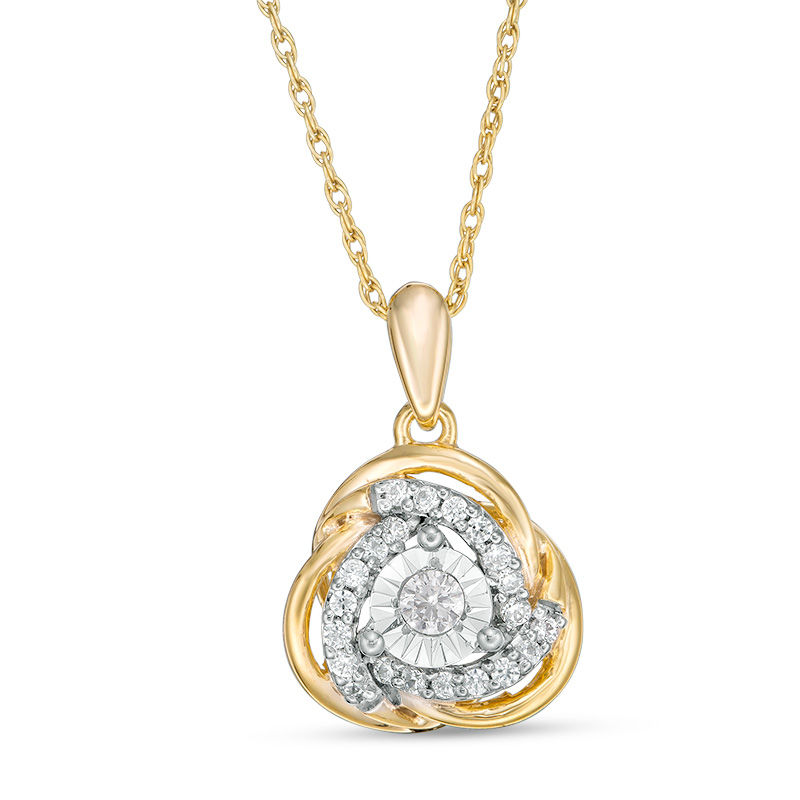 1/5 CT. T.W. Diamond Love Knot Pendant in 10K Gold