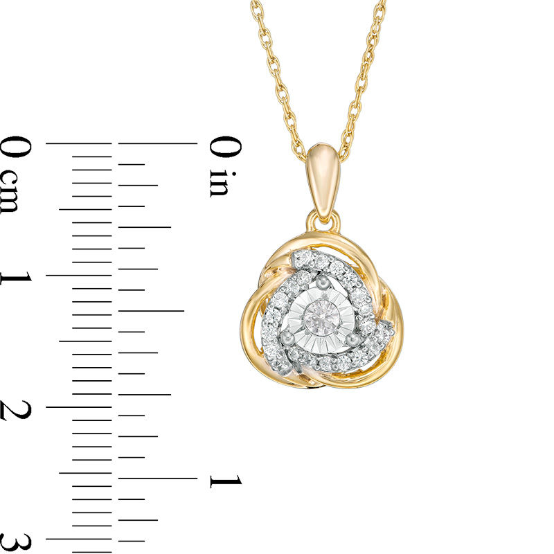 Main Image 2 of 1/5 CT. T.W. Diamond Love Knot Pendant in 10K Gold