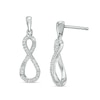 Thumbnail Image 1 of 1/8 CT. T.W. Diamond Infinity Drop Earrings in Sterling Silver