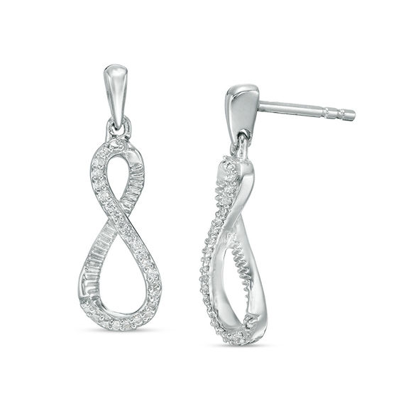 1/8 CT. T.w. Diamond Infinity Drop Earrings in Sterling Silver