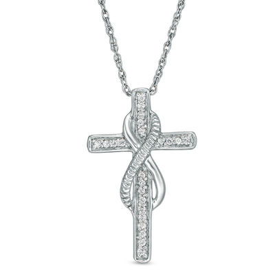 1/10 CT. T.W. Diamond Infinity Cross Pendant in Sterling Silver