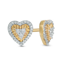 1/6 CT. T.W. Diamond Heart Frame Stud Earrings in 10K Gold