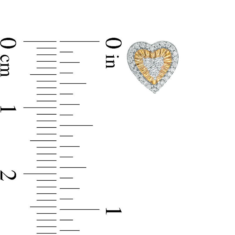 Main Image 2 of 1/6 CT. T.W. Diamond Heart Frame Stud Earrings in 10K Gold