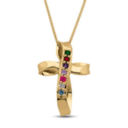 Mother s Birthstone Heart Ends Cross Pendant 3 7 Stones Zales