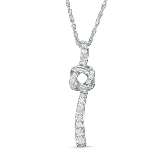 1/6 CT. T.w. Diamond Love Knot Pendant in Sterling Silver