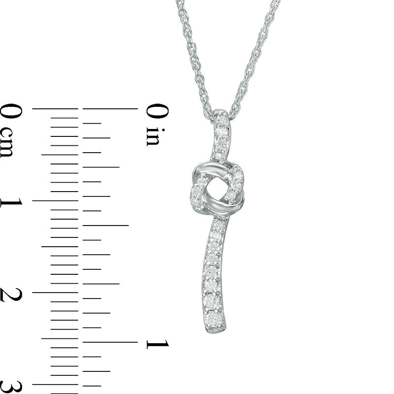 Main Image 2 of 1/6 CT. T.W. Diamond Love Knot Pendant in Sterling Silver