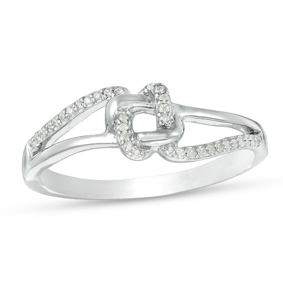 1/10 CT. T.w. Diamond Love Knot Ring in Sterling Silver