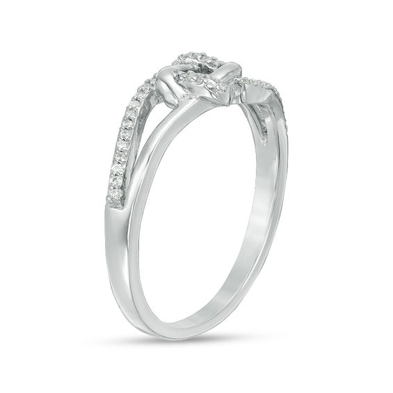1/10 CT. T.w. Diamond Love Knot Ring in Sterling Silver