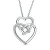 Thumbnail Image 0 of 1/10 CT. T.W. Diamond Double Heart with Square Knot Pendant in Sterling Silver