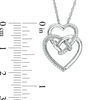Thumbnail Image 1 of 1/10 CT. T.W. Diamond Double Heart with Square Knot Pendant in Sterling Silver