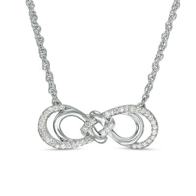Women Fashion Silver Plated Metal Love Forever Necklace Double Infinity Pendant 