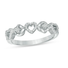 1/15 CT. T.W. Diamond Alternating Love Knot and Hearts Ring in Sterling Silver