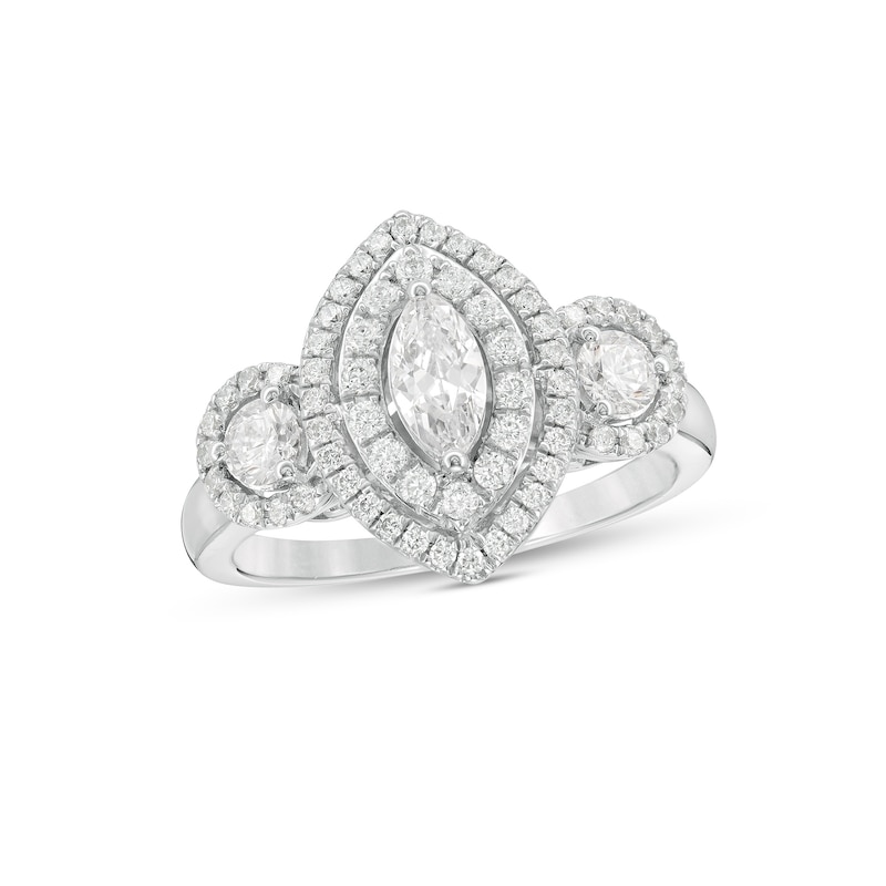 Main Image 1 of 1 CT. T.W. Marquise Diamond Past Present Future® Frame Engagement Ring in 14K White Gold