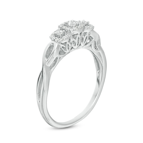1/6 CT. T.w. Diamond Past Present FutureÂ® Square Frame Infinity-Sides Engagement Ring in 10K White Gold