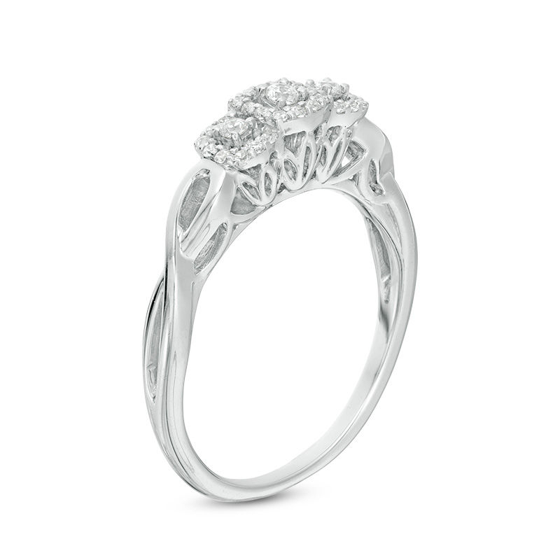 Main Image 2 of 1/6 CT. T.W. Diamond Past Present Future® Square Frame Infinity-Sides Engagement Ring in 10K White Gold