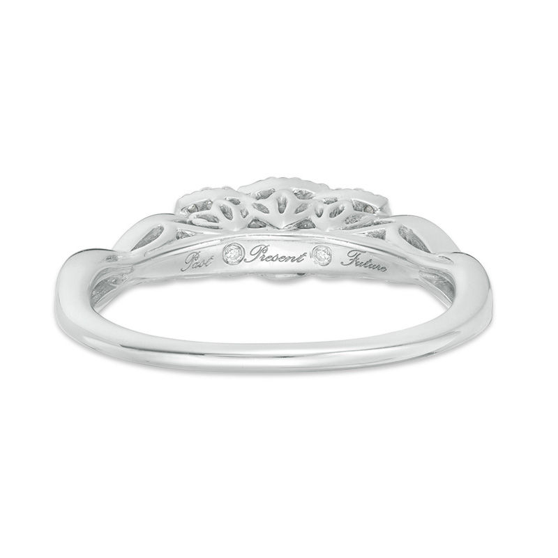 Main Image 3 of 1/6 CT. T.W. Diamond Past Present Future® Square Frame Infinity-Sides Engagement Ring in 10K White Gold