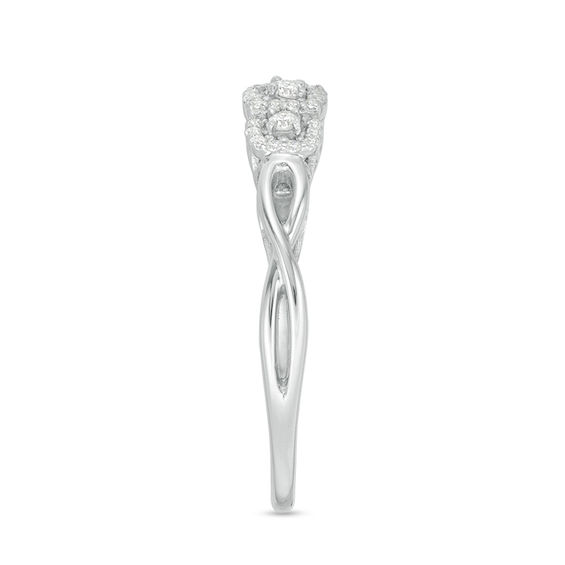 1/6 CT. T.w. Diamond Past Present FutureÂ® Square Frame Infinity-Sides Engagement Ring in 10K White Gold