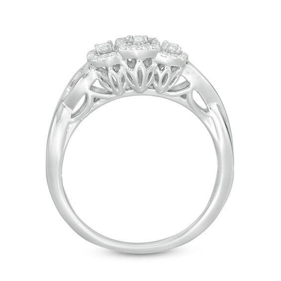 1/6 CT. T.w. Diamond Past Present FutureÂ® Square Frame Infinity-Sides Engagement Ring in 10K White Gold