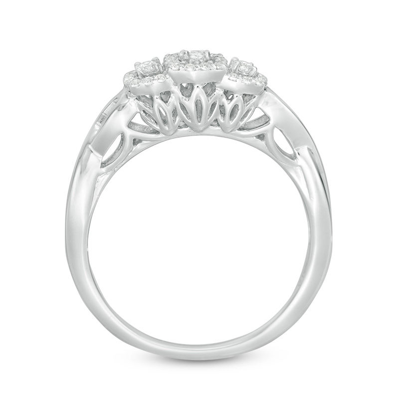 Main Image 5 of 1/6 CT. T.W. Diamond Past Present Future® Square Frame Infinity-Sides Engagement Ring in 10K White Gold