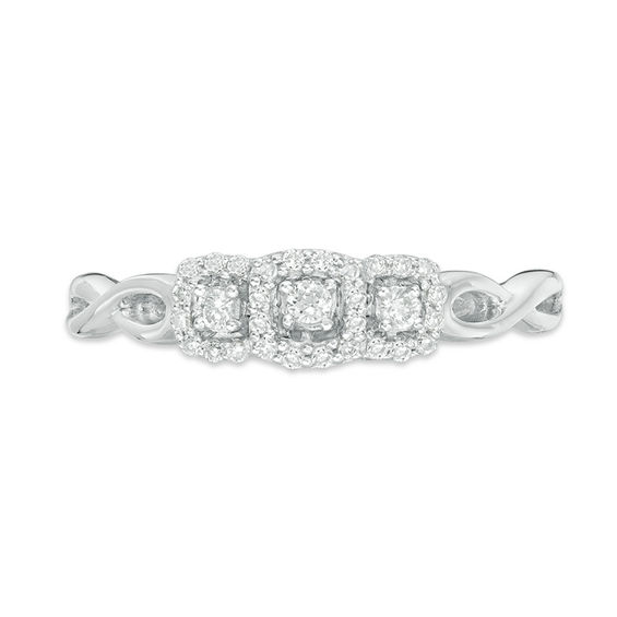 1/6 CT. T.w. Diamond Past Present FutureÂ® Square Frame Infinity-Sides Engagement Ring in 10K White Gold