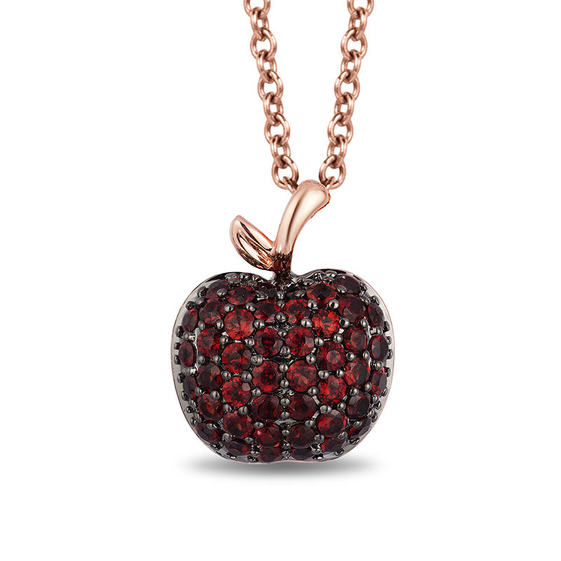 Main Image 1 of Limited Edition Enchanted Disney Snow White Garnet Apple Pendant in 10K Rose Gold