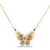 Thumbnail Image 0 of Scrollwork Butterfly Necklace in 14K Tri-Tone Gold