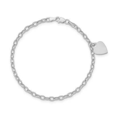 Heart Charm Bracelet in 14K White Gold - 7.5