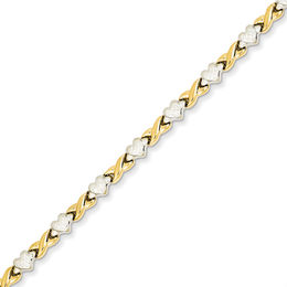Diamond-Cut Heart and "X" Bracelet in 14K Two-Tone Gold
