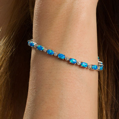 Greek design blue opal bracelet in sterling silver