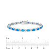 Thumbnail Image 3 of Oval Simulated Blue Opal and Lab-Created White Sapphire Tennis Bracelet in Sterling Silver - 7.5"