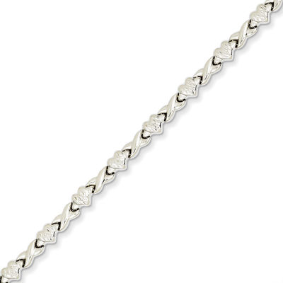 Diamond Cut Heart And Infinity Link Bracelet In 14k White Gold Zales