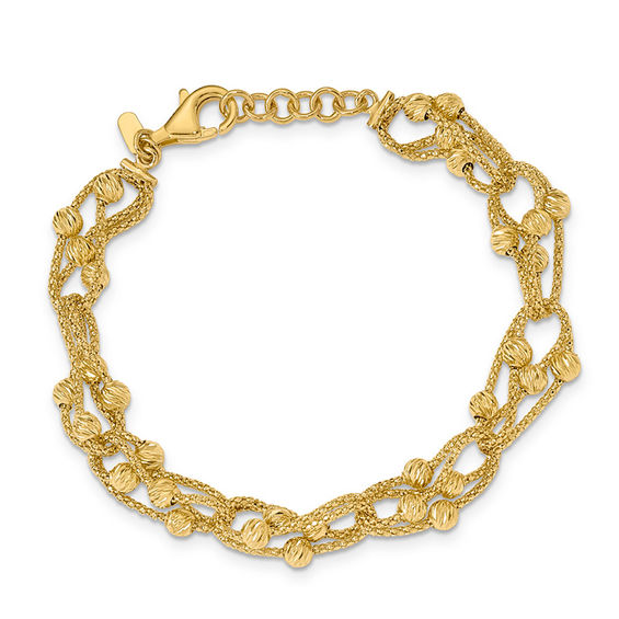 Diamond Cut Bead Braided Bracelet In 14k Gold 8 5 Online Diamond Cut Bead Braided Bracelet In 14k Gold 8 5