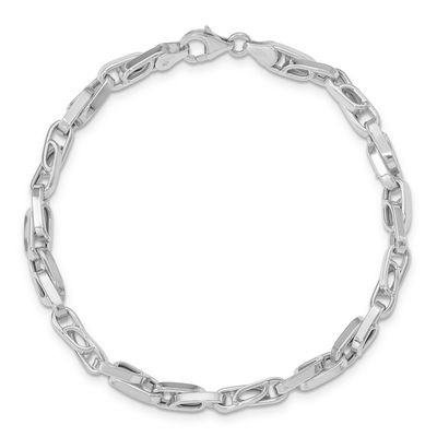 Men s Abstract Link Chain Bracelet in 14K White Gold 8.25