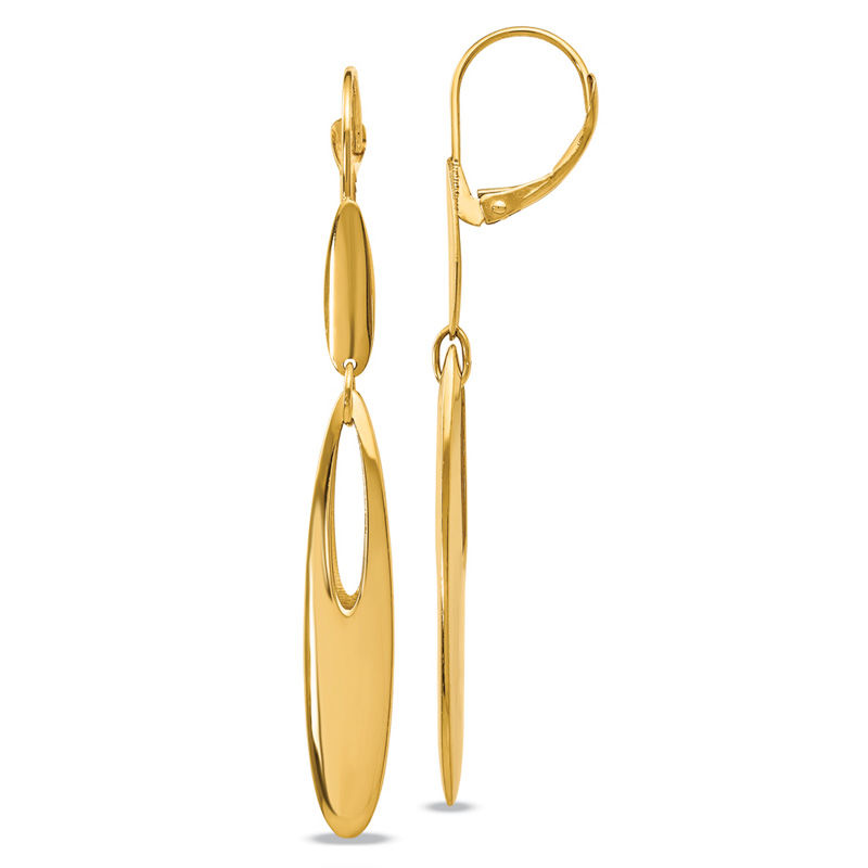 Slim Elongated Oval Dangle Drop Earrings In 14k Gold Online Slim Elongated Oval Dangle Drop Earrings In 14k Gold