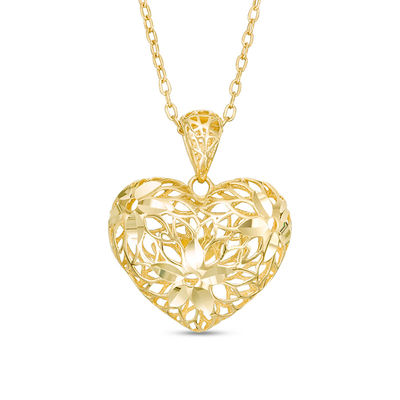Diamond Cut Fl Puffed Heart Pendant In 10k Gold 17 Zales - Yellow Gold Open Heart Pendant Diamond Cut Fl Puffed Heart Pendant In 10k Gold 17 Zales - Yellow Gold Open Heart Pendant