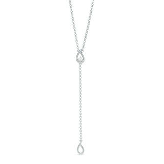 1/15 CT. Diamond Solitaire Teardrop "Y" Necklace in Sterling Silver