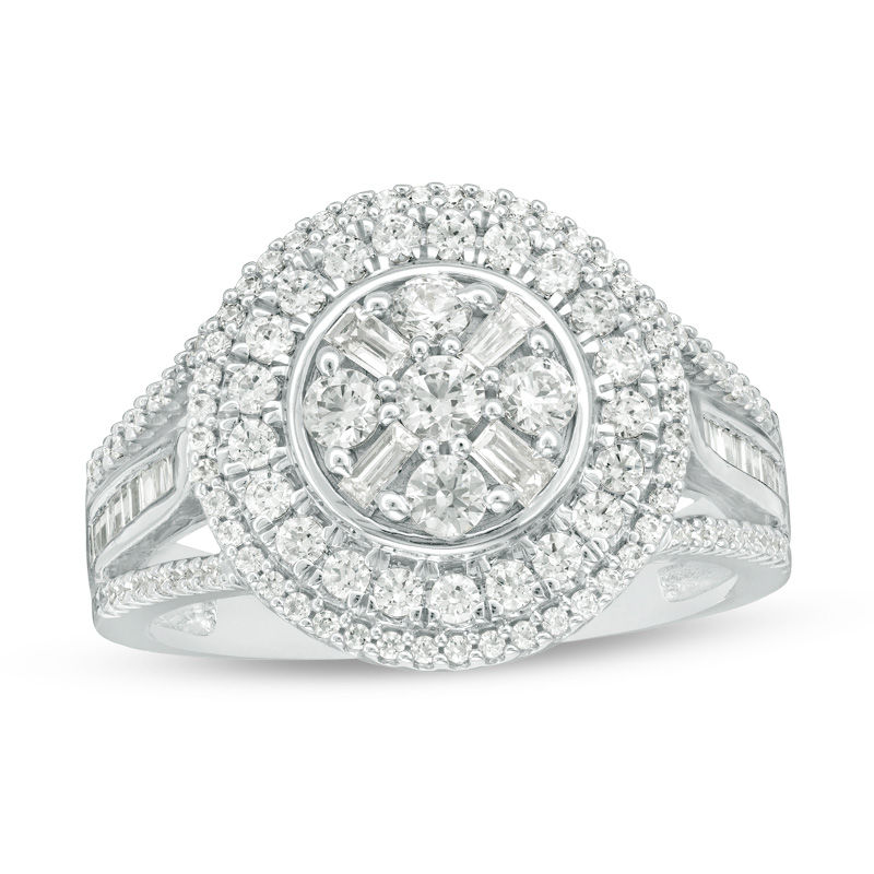 Main Image 1 of 1 CT. T.W. Multi-Diamond Art Deco Multi-Row Ring in 10K White Gold