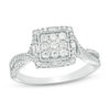 Thumbnail Image 1 of 1/2 CT. T.W. Multi-Diamond Square Frame Twist Ring in 10K White Gold