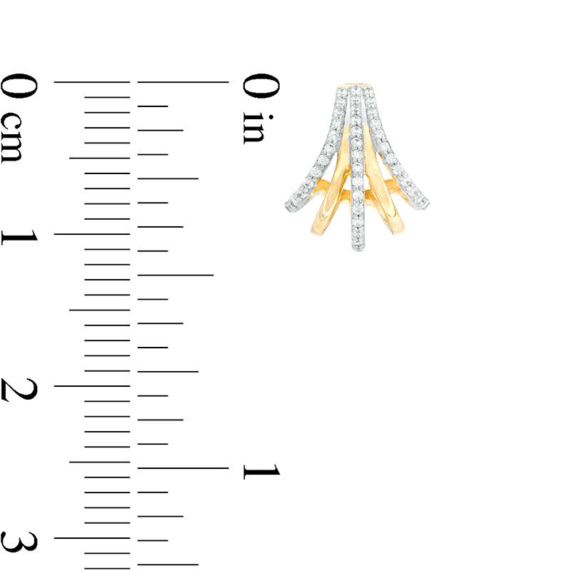 Main Image 2 of 1/6 CT. T.W. Diamond Fan J-Hoop Earrings in 10K Gold