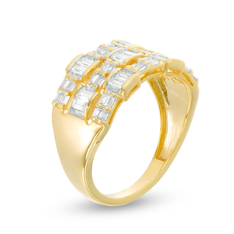 1 CT. T.W. Baguette Diamond Alternating Multi-Row Ring in 14K Gold