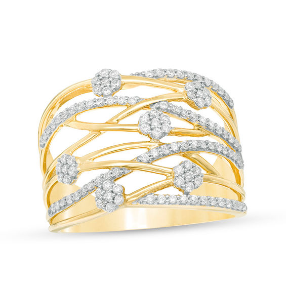 1/2 CT. T.w. Diamond Layered Orbit Ring in 14K Gold
