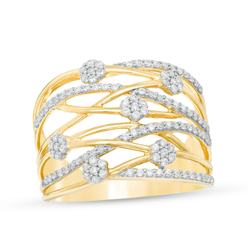 1/2 CT. T.W. Diamond Layered Orbit Ring in 14K Gold