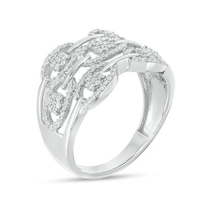 1 2 Ct T W Diamond Composite Multi Row Link Ring In 10k White