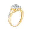 Thumbnail Image 1 of 1/10 CT. T.W. Multi-Diamond Flower Bypass Ring in 10K Gold