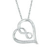 Thumbnail Image 1 of 1/20 CT. T.W. Diamond Infinity Tilted Heart Pendant in 10K White Gold