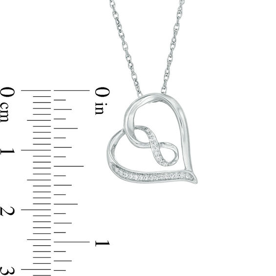 1/20 CT. T.w. Diamond Infinity Tilted Heart Pendant in 10K White Gold