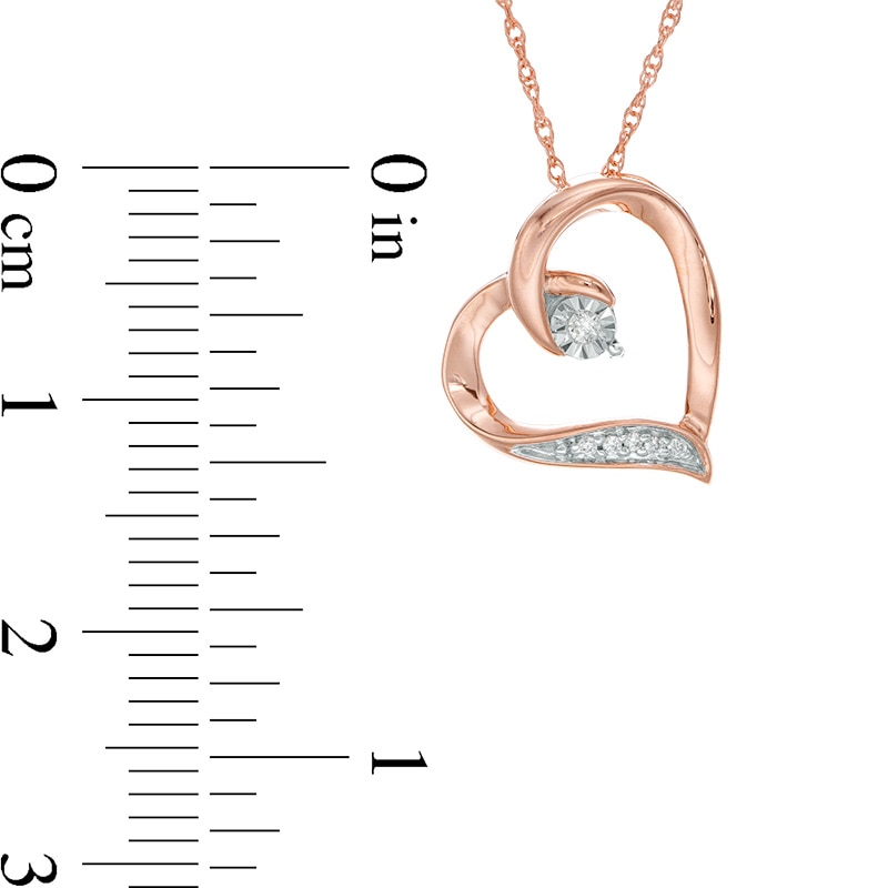 Main Image 2 of Diamond Accent Tilted Heart Pendant in 10K Rose Gold