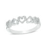 Thumbnail Image 1 of 1/10 CT. T.W. Diamond Alternating Hearts Band in Sterling Silver